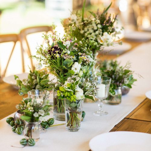 informal-wedding-table-arrangement-blue-lavender-florists-barnes-london