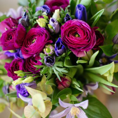 Charmant Clematite bouquet by Blue Lavender Florists London