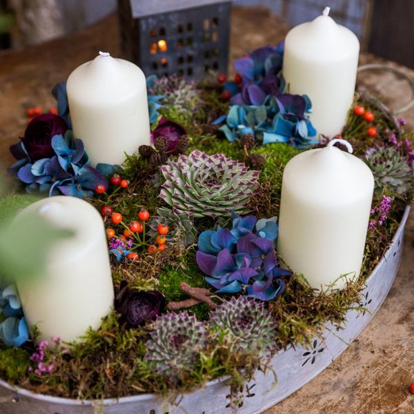 Advent Calendar seasonal flower arrangement by Blue Lavender florists, Barnes